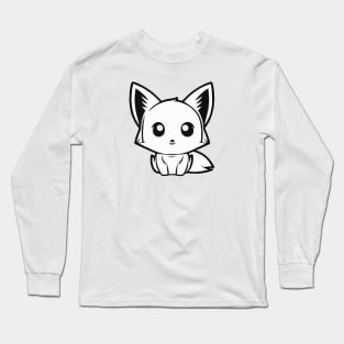 Monochrome cutie fox Long Sleeve T-Shirt